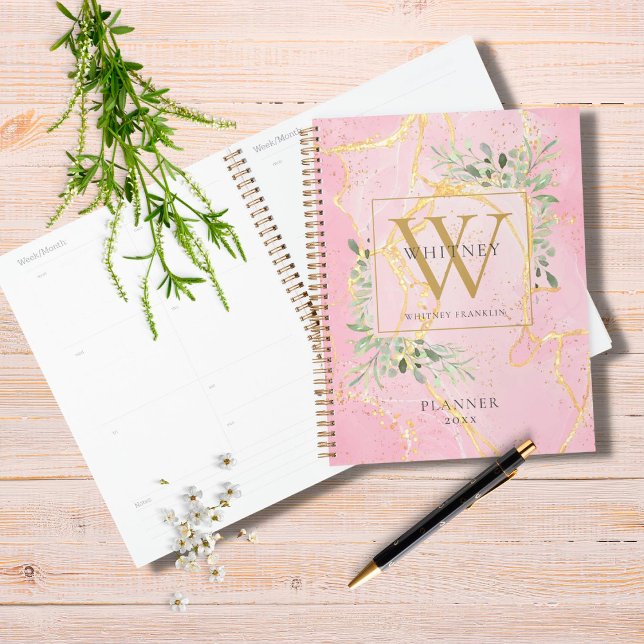 Monogramme de verdure de géode d'agate rose 2023 (Créateur téléchargé)