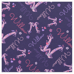Monogramme de W et tissu nommé personnalisé de
