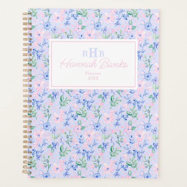 Monogramme des fleurs d'aquarelle de Preppy (Devant)