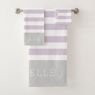 Monogramme des rayures Lilac et Grey Couleurs mo