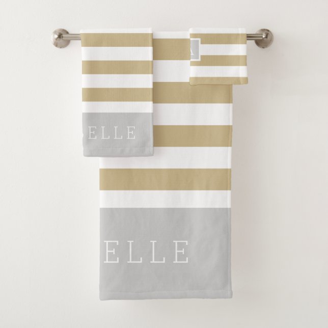 Monogramme des rayures or et gris | Couleurs modif (En situation)