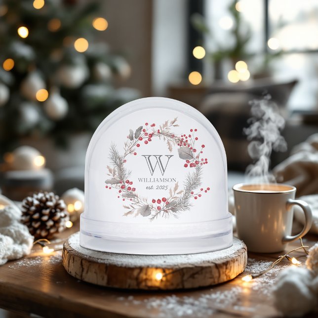 Monogramme d'hiver minimal (Minimalist Winter Monogram Snow Globes)
