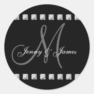 Monogramme diamant Noms Stickers Mariage