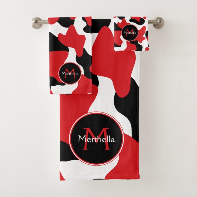 Monogramme d'impression de vache noire rouge tenda (En situation)