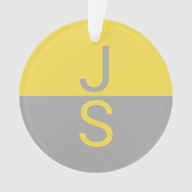 Monogramme d'initiales modernes jaune et gris (devant)