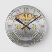 Monogramme Docteur en argent horloge clinique Médi