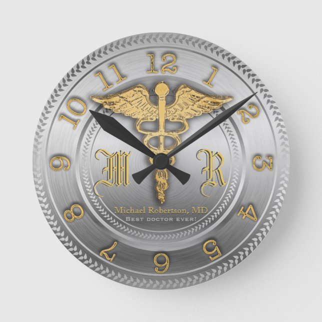 Monogramme Docteur en argent horloge clinique Médi (Recto)