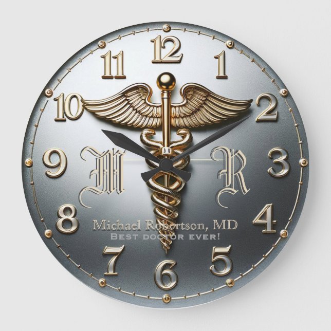 Monogramme Docteur en argent horloge clinique Médi (Recto)