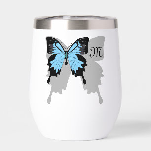 Monogramme d'ombre à papillon bleu
