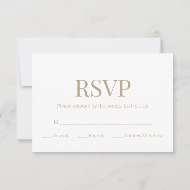 Monogramme d'or blanc Mariage moderne RSVP (Devant)