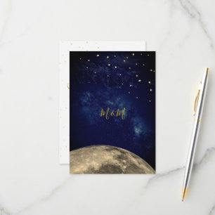 Monogramme d'or bleu lune et nuit ciel RSVP