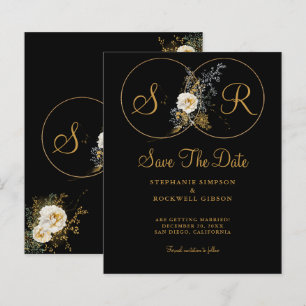 Monogramme D'Or BUDGET Sur Nom Noir Mariage Initia