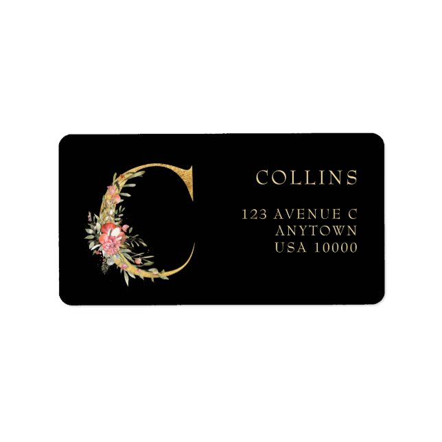 Monogramme d'or classique C avec Étiquette de fleu (Devant)