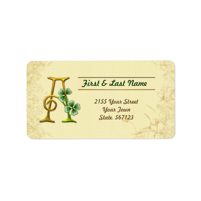 Monogramme d'or irlandais Un Étiquette (Devant)