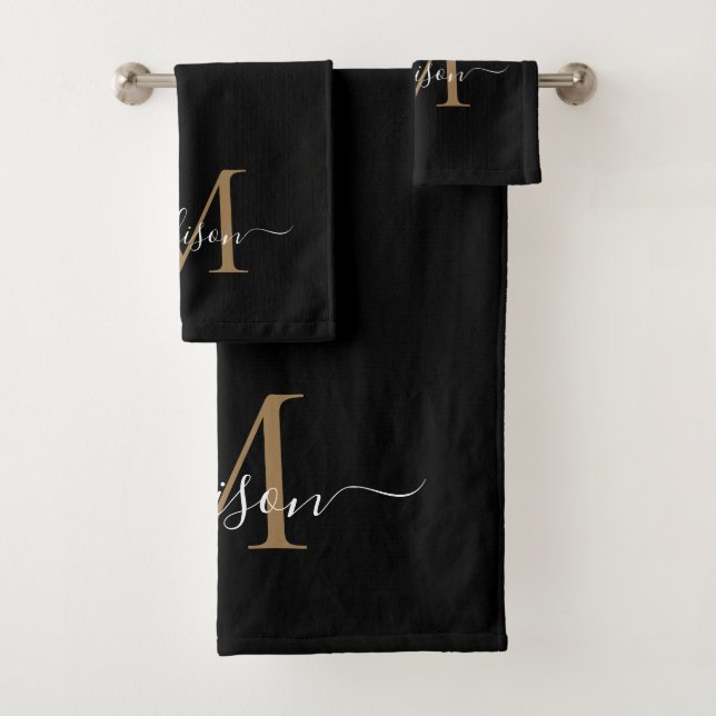 Monogramme d'or noir moderne Nom élégant du script (En situation)