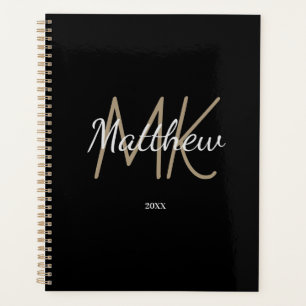 Monogramme d'or noir personnalisé Nom initial Mini