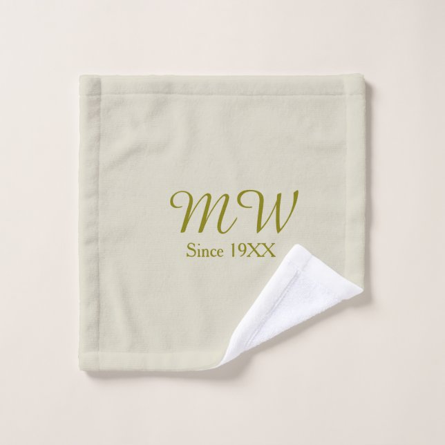 Monogramme doré depuis l'année 19XX mariage en cou (Gant de toilette)