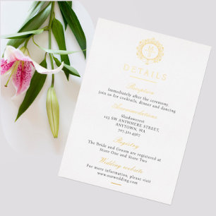 Monogramme doré Détails du Mariage Carte de boîtie