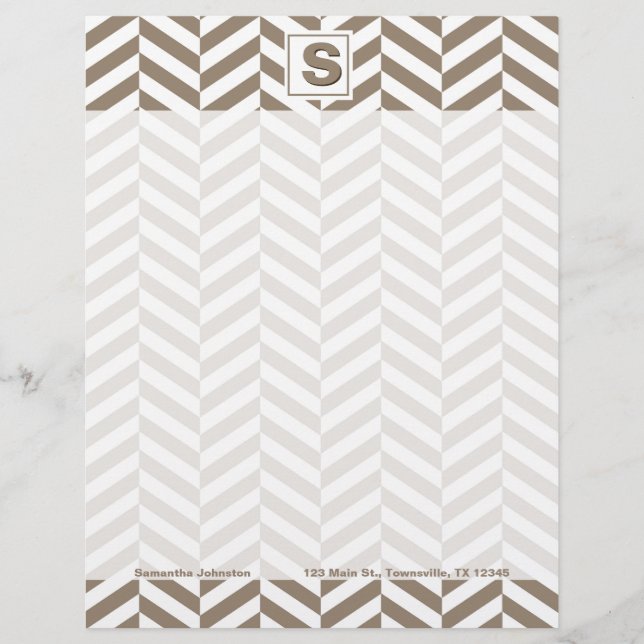 Monogramme d'os de cerf blanc tan (Devant)