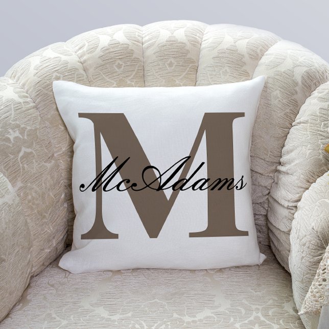 Monogramme du nom de famille | Coussin décoratif (Créateur téléchargé)