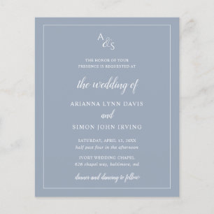 Monogramme Dusty Blue Budget Faire-part de mariage