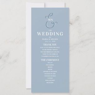 Monogramme Dusty Blue Wedding Programme