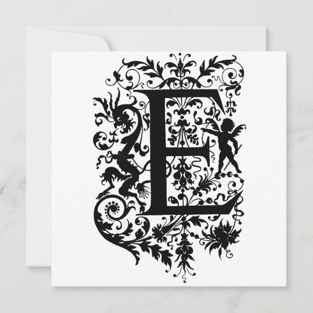 Monogramme E Motif initial noir et blanc cupide (Devant)