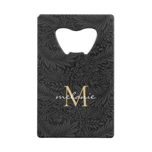 Monogramme élégant à motif floral noir et or
