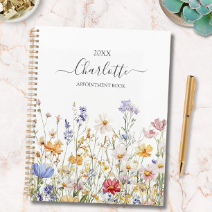 Monogramme Élégant Aquarelle Fleur Sauvage Colorée