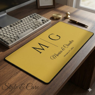 Monogramme Élégant Avec Noms De Couple Métal Doré