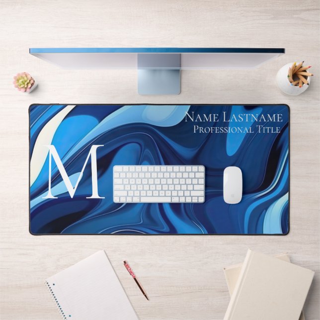 Monogramme élégant bleu (Bureau 1)
