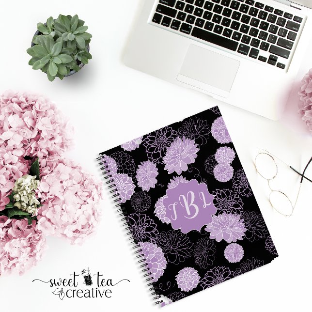 Monogramme Elegant Carnet noir spirale (Créateur téléchargé)
