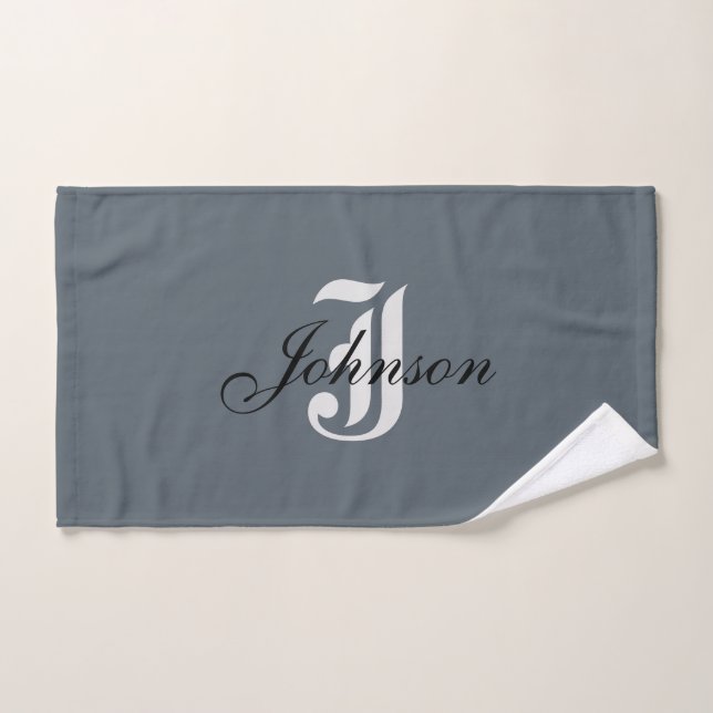Monogramme élégant en gris blanc personnalisé (Serviette à main)