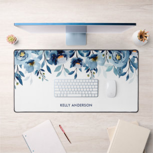 Monogramme élégant floral aquarelle bleue