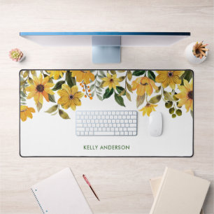 Monogramme élégant floral aquarelle jaune
