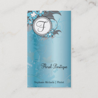 Monogramme élégant floral bleu de carte de visite