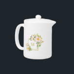 Monogramme Elégant Floral Vintage Chic Pastel Teap<br><div class="desc">Monogramme Elégant Floral Vintage Chic Pastel Teapot. Elégant design floral tendance avec des bouquets vintages pastel de roses sauvages et de verdure,  cadre doré,  et monogramme personnalisé. (L'or n'est pas de l'or mais de la couleur.) Chic et moderne. Grand cadeau personnalisé.</div>