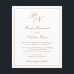 Monogramme Elegant Gold Budget Faire-part de maria<br><div class="desc">Faire-part de mariage budget de style traditionnel avec un design simple et classique avec vos deux monogrammes initiaux et vos noms dans une calligraphie élégante à l'intérieur d'une mince bordure. Tous les éléments de conception sont en faux or sur un arrière - plan blanc et peuvent être changés dans l'outil...</div>