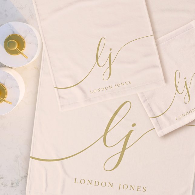 Monogramme Élégant Mini Bain Rose Or Chic (Créateur téléchargé)