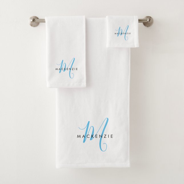 Monogramme élégant moderne blanc ciel bleu script (En situation)