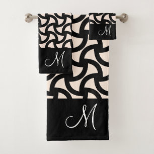 Monogramme élégant moderne noir et crème