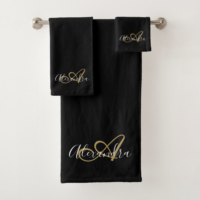 Monogramme élégant noir or nom script (En situation)