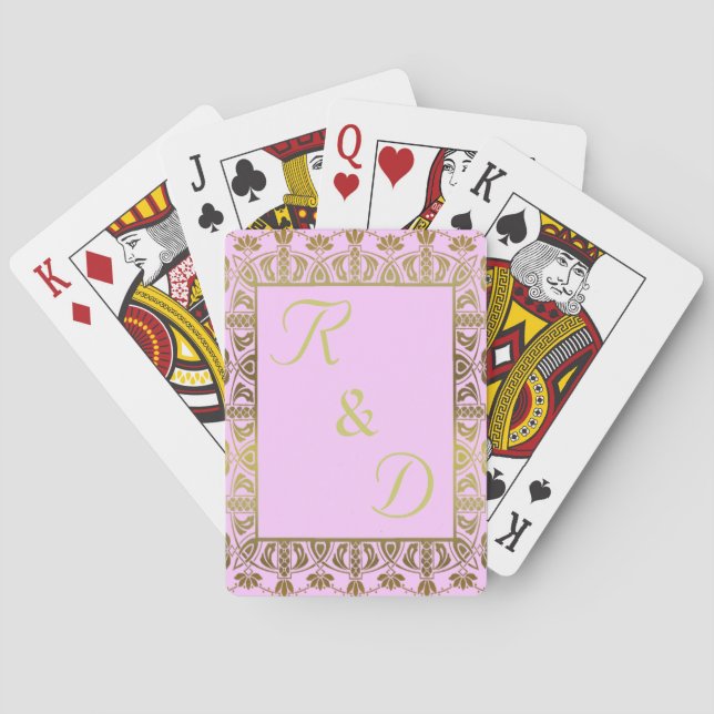monogramme élégant paraphé jeu de cartes pont or (dos)
