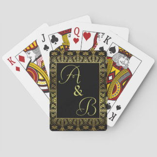 monogramme élégant paraphé jeu de cartes pont or
