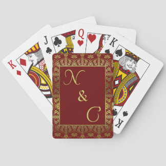 monogramme élégant paraphé jeu de cartes pont or