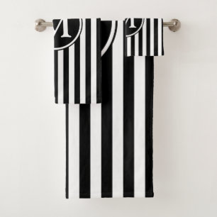 Monogramme Élégant Rayures Noires Et Blanches