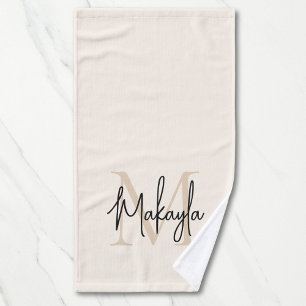 Monogramme élégant simple Nom de script Beige