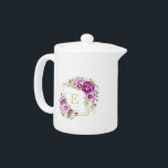 Monogramme Élégant Vintage Floral Purple Pansies<br><div class="desc">Design floral élégant avec panneaux violets et lilas,  feuilles verts et fleurs blanches. Cadre or fantaisie avec nom personnalisé / monogramme,  police classique élégante. L'or n'est pas de l'or réel mais de la couleur. Classique et chic. Grand cadeau personnalisé.</div>