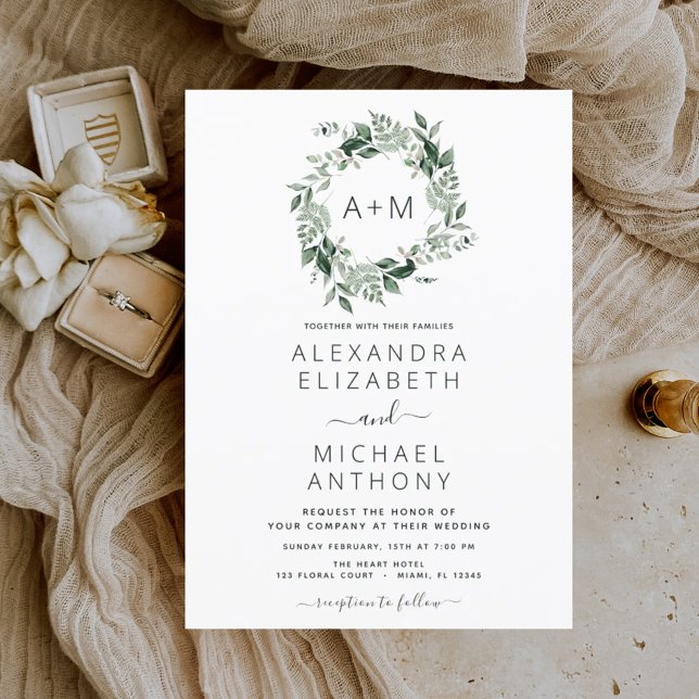 Monogramme Emerald Green Greenergie Faire-part de  (Créateur téléchargé)