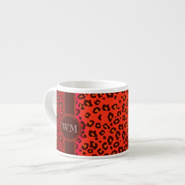 Monogramme empreinte de léopard café expresso mug (Devant gauche)